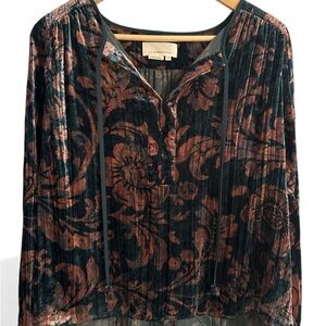 Anthropologie Faustine Floral Velvet Top - XS